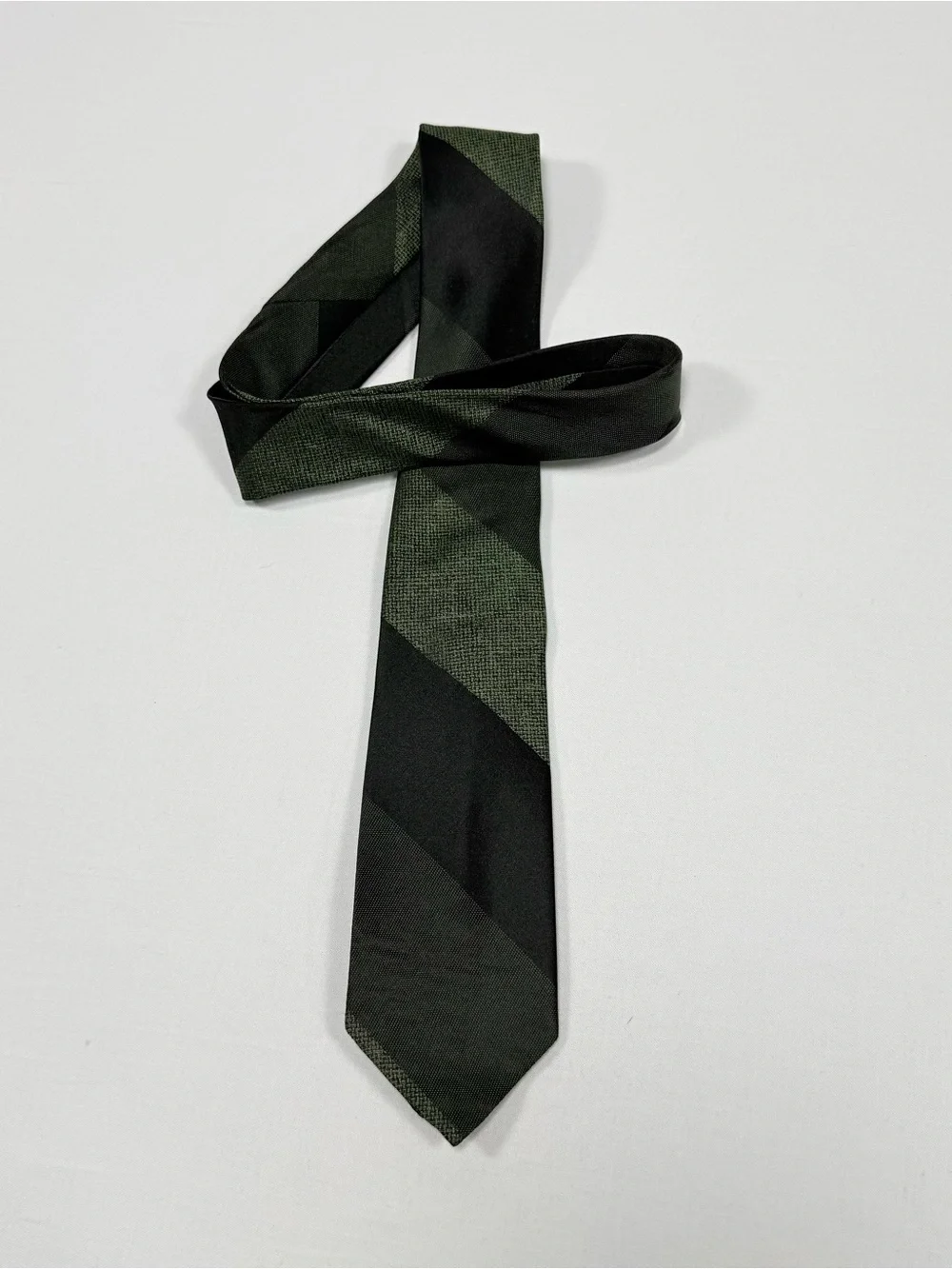 Vintage Lancashire Olive Black Stripe All Silk Italy Regimental‎ Necktie 1960s